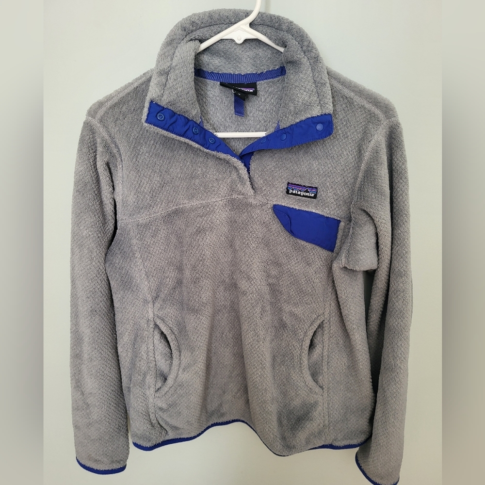 Patagonia Women's Re-Tool Snap-T Fleece Pullover Medium‎ Gray Pockets Polartec